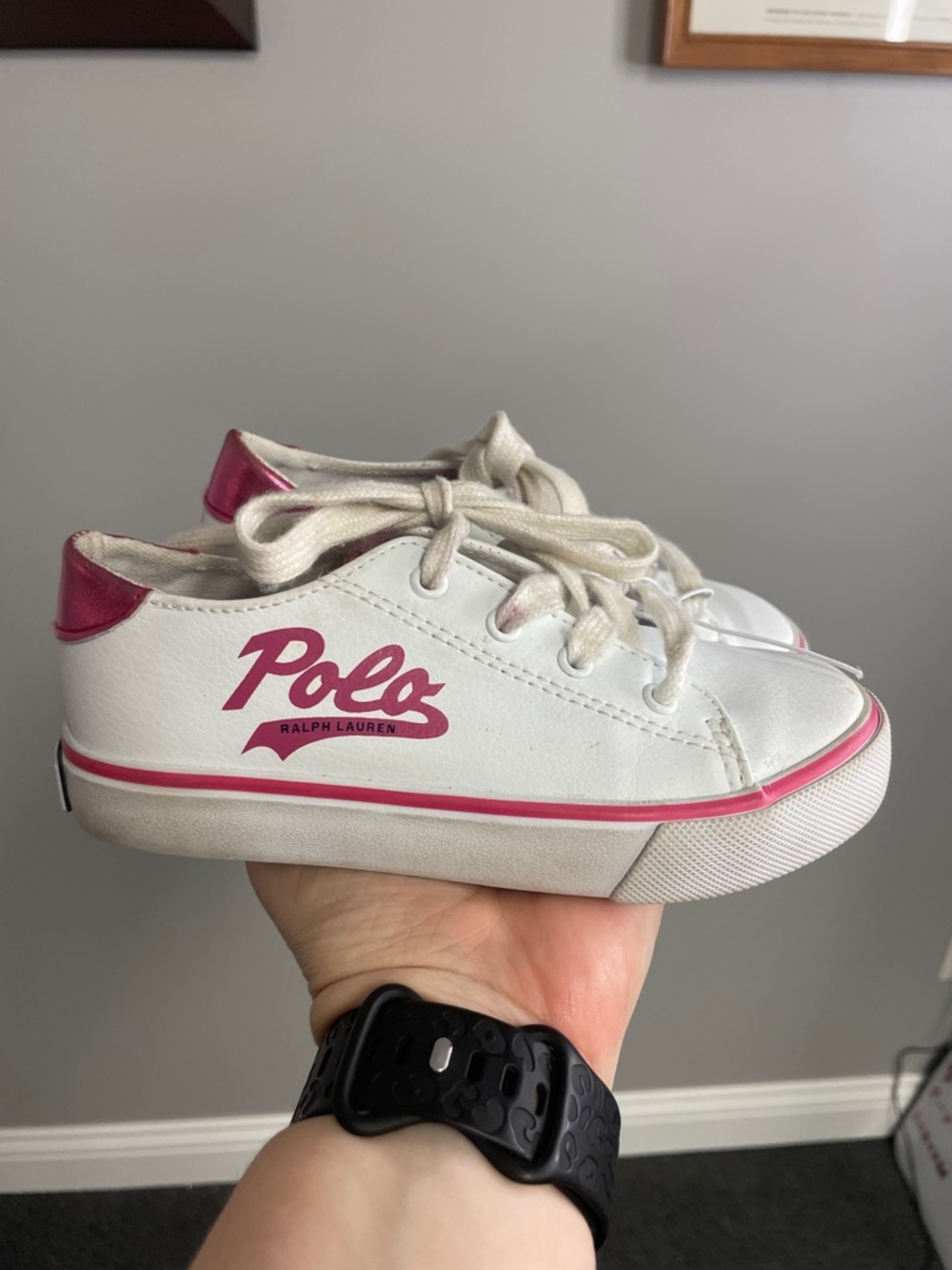 Polo Ralph Lauren Girls shoes Sneakers white pink wipeable size 10